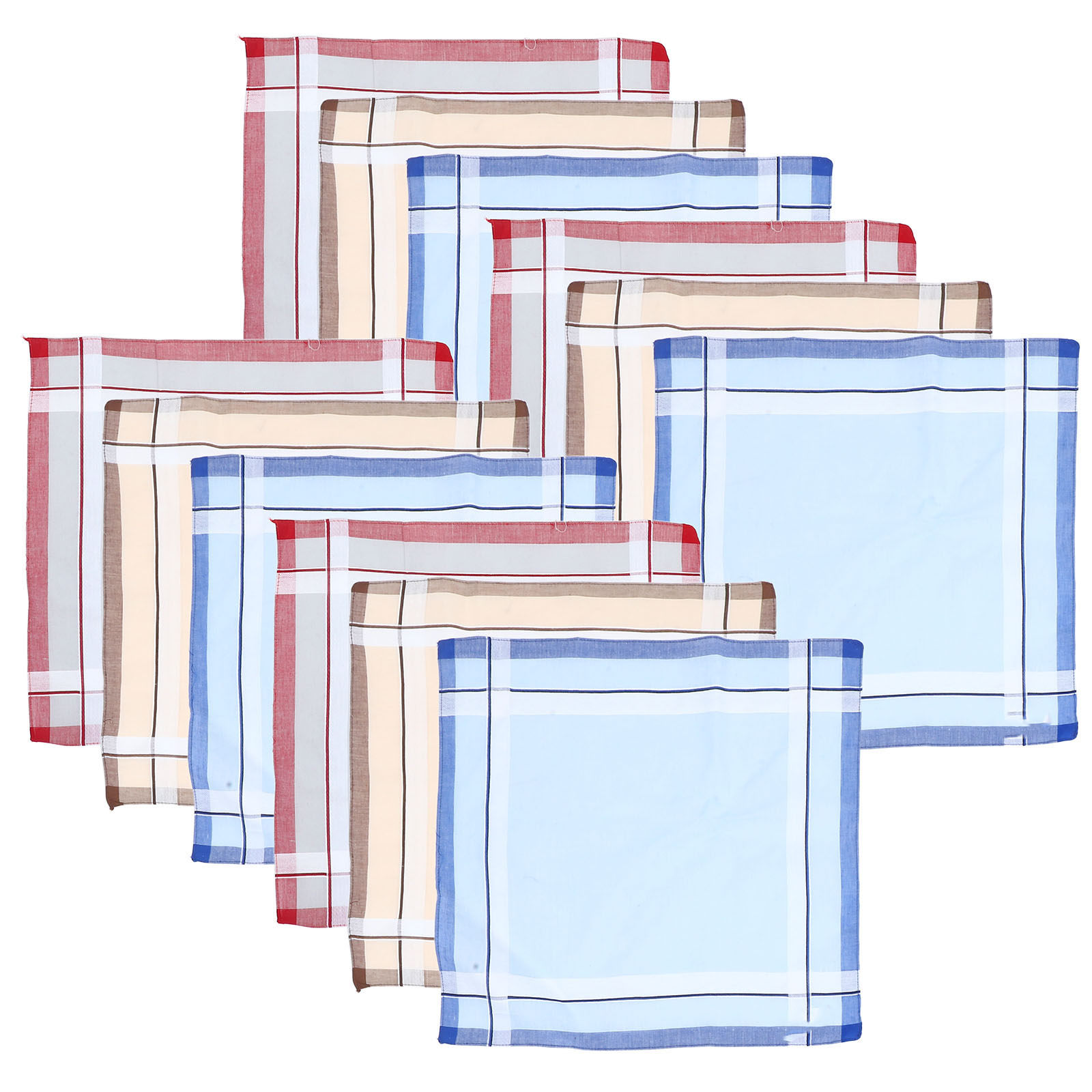 Handkerchief Cotton Men - 12 Stück Herren-Taschentücher aus Baumwolle, weich,