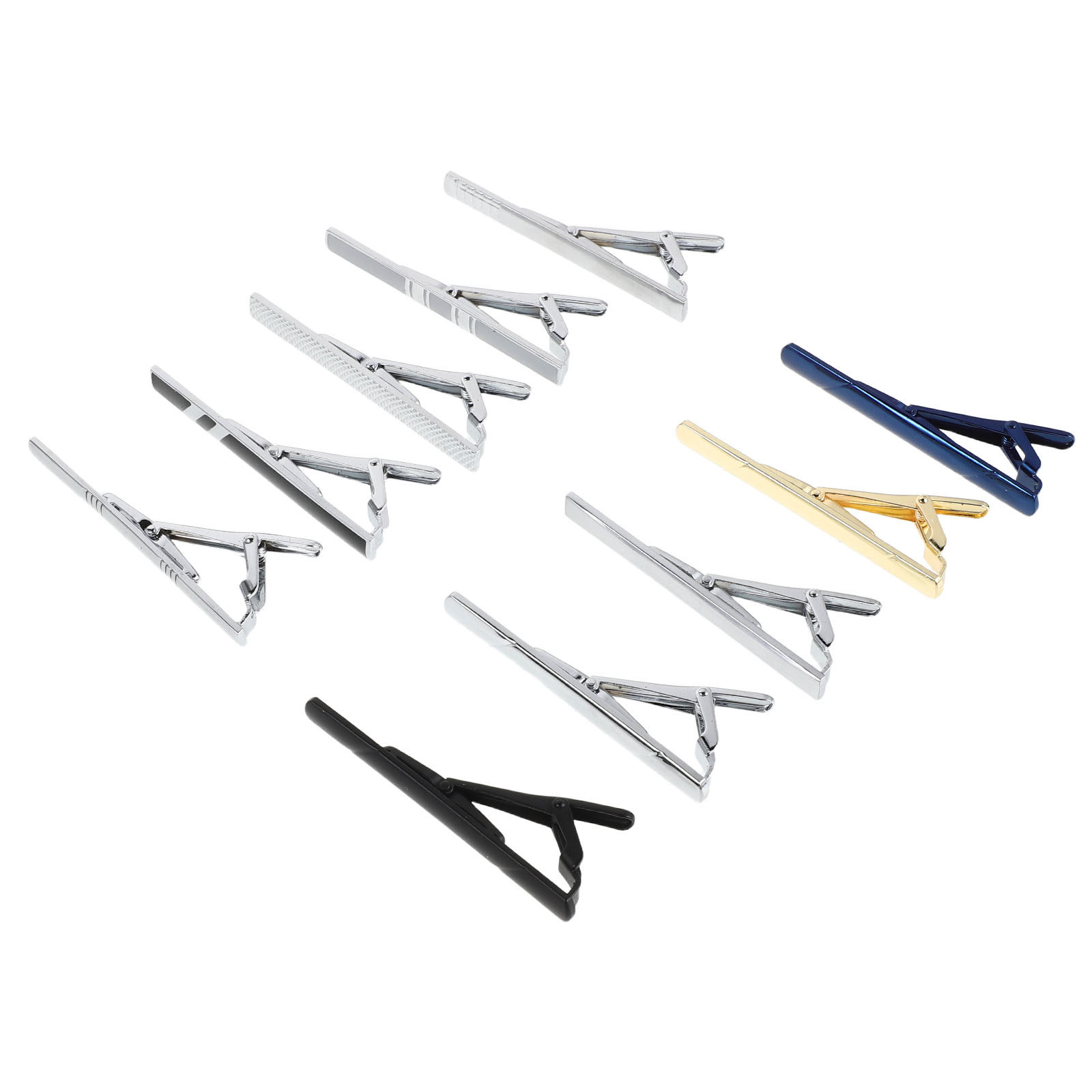 Tie Bar Set Gift - 10-teiliges Krawattenklammer-Set, elegante Krawattenklammern aus Kupfermetall,