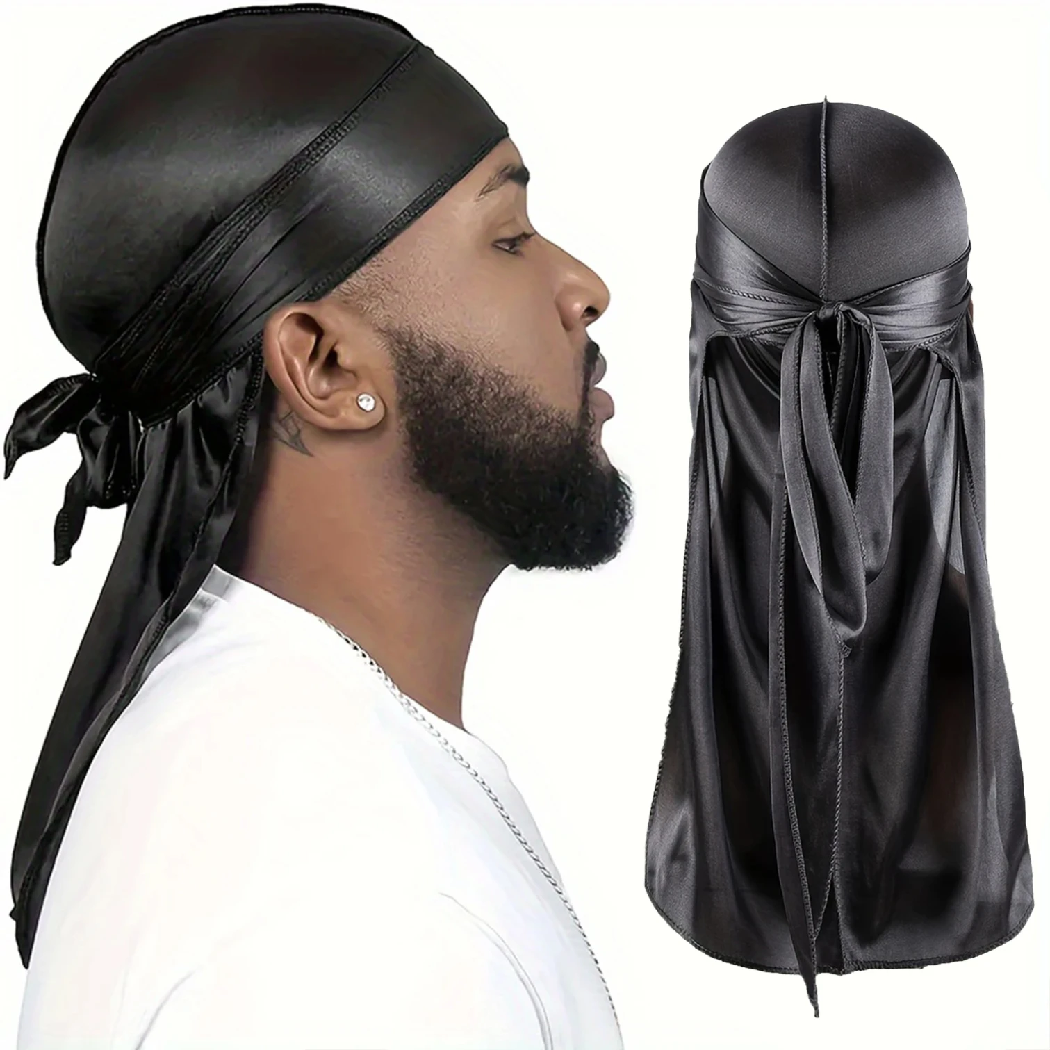 Bandana Doo Rag - Herren Seiden-Durag Bonnet Bandana Seidiger Du-Rag