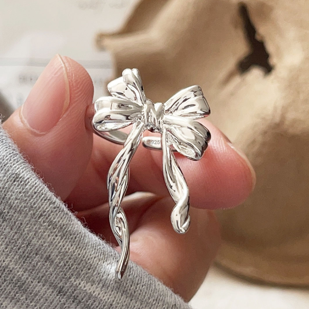 Tie Clip Silver - Ringe aus 925er-Sterlingsilber für Damen, geometrisch,