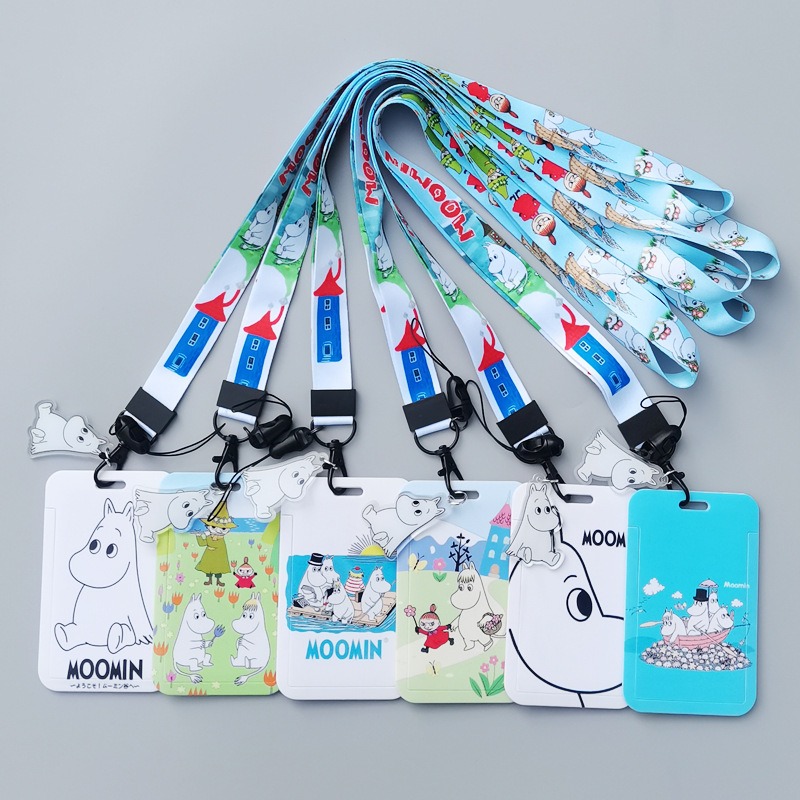 Lanyard Badge Holder - Moomin Cartoon Hartkartenhalter mit Wärmeübertragungsdruck, Polyester-Lanyard,