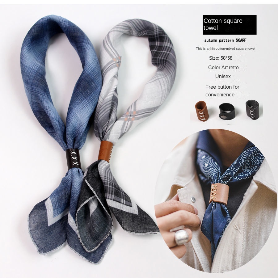 Ascot Neck Scarf - Quadratischer Herren-Schal mit Knöpfen, Schal aus