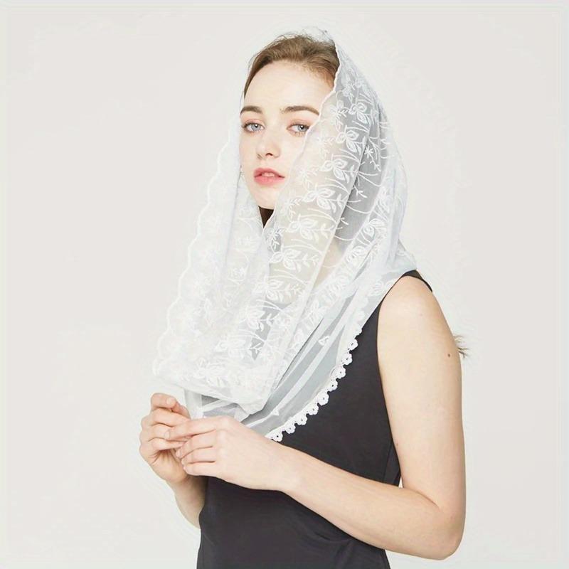 Infinity Scarf Knit - Damen-Kapellenschleier, Mantilla-Infinity-Schleier für lateinamerikanische Messe, weicher,