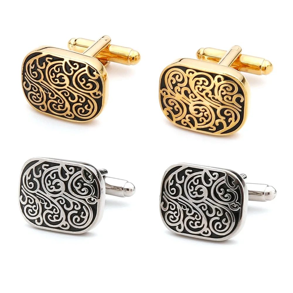 Tie Clip Silver - Hohe Qualität Gold Manschettenknöpfe Vintage Muster
