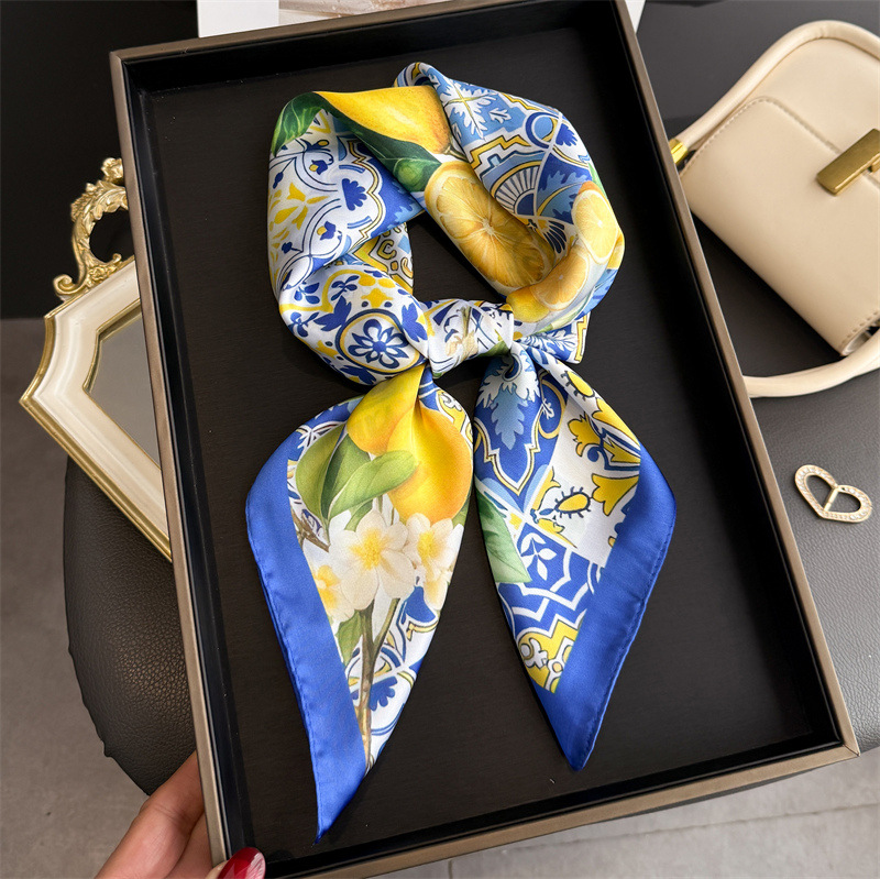 Ascot Neck Scarf - 2026 neue Obst Druck Seide Quadrat