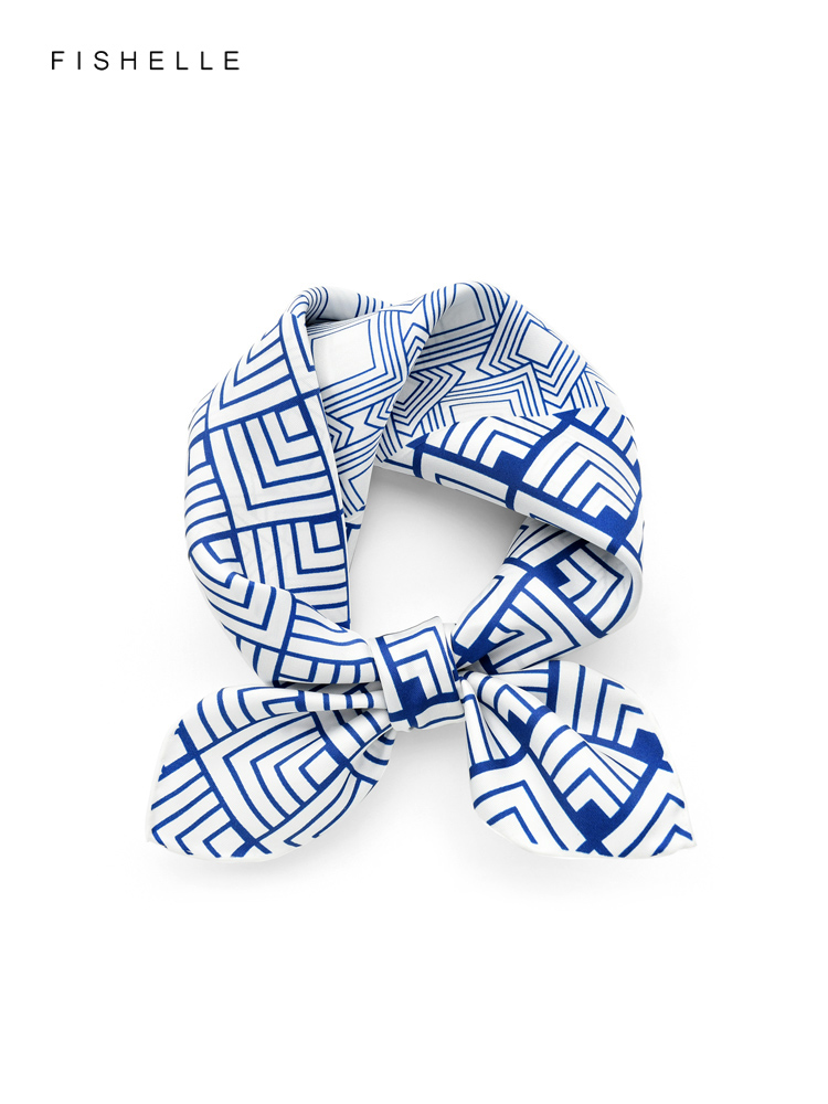 Ascot Neck Scarf - Chinesische klassische blau weiß porzellan natürliche