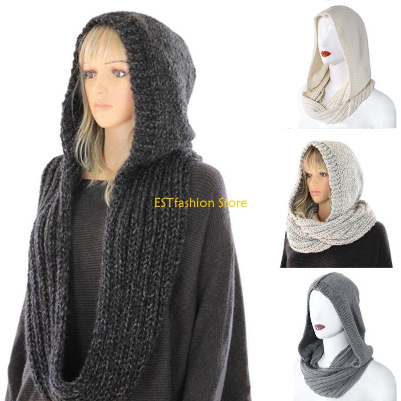 Infinity Scarf Knit - Y5GC Damen Winter-Strickkapuze für Infinity-Schal, winddichter