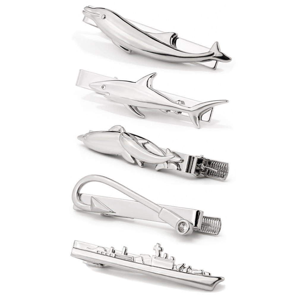 Tie Clip Silver - Kreative Krawattenklammer in Meeres-Tier-Form für Herren,