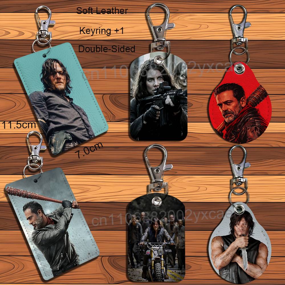 Lanyard Badge Holder - Negan Maggie Walking Dead Leder-Schlüsselanhänger Ausweishalter